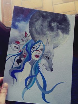 #drawing #girl #wolves 