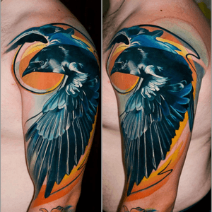 #crow #raven partly #healed, 2 sessions #wroclawtattoo #poland #alminztattoo