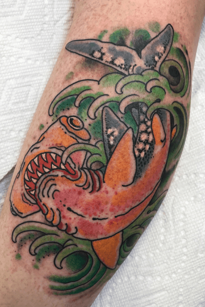 Hammerhead Shark. Done at @Captured_Tattoo for appointments email: Beau@capturedtattoo.com 