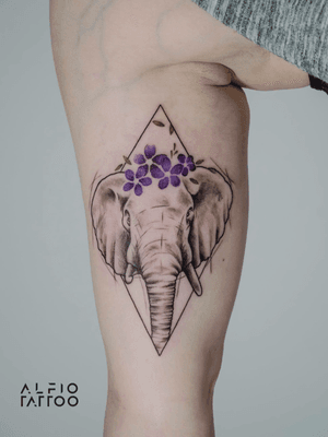 Tattoo and design by Alfio!!#Elephant #Elefante #design #designtattoo  #colortattoo #sketchtattoo #flowers #fineline #blackandgrey