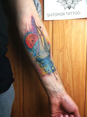 Cover-up#shtoportattoo #watercolortattoo #watercolor #colortattoo #colorful #color #tattoed #tattooapprentice #dnipro #dnepr #ukraine #tattoodnepr #shiptattoo