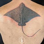 Tattoo by Brucius #Brucius #oceanlifetattoos #oceanlife #ocean #nature #wildlife #animal #water #stingray #mantaray #backpiece #etching #linework #illustrative
