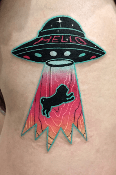 one of my fav for now 🖤 thanks Olga! #pugtattoo #ufotattoo #colortattoo #warsawtattoo #ufo #lovemyjob