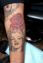 Marilyn Monroe and rose add , had fun tattooing 💉💉🤘🏽