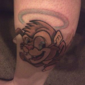 My last tattoo I got. New School Monkey!! Love this one so much!!! Got it from a little place that's not on the list to pick from yet. It's called Sacred Skin Tattoo. Kendallville, Indiana. The owner free draw this, and I fell in love!!