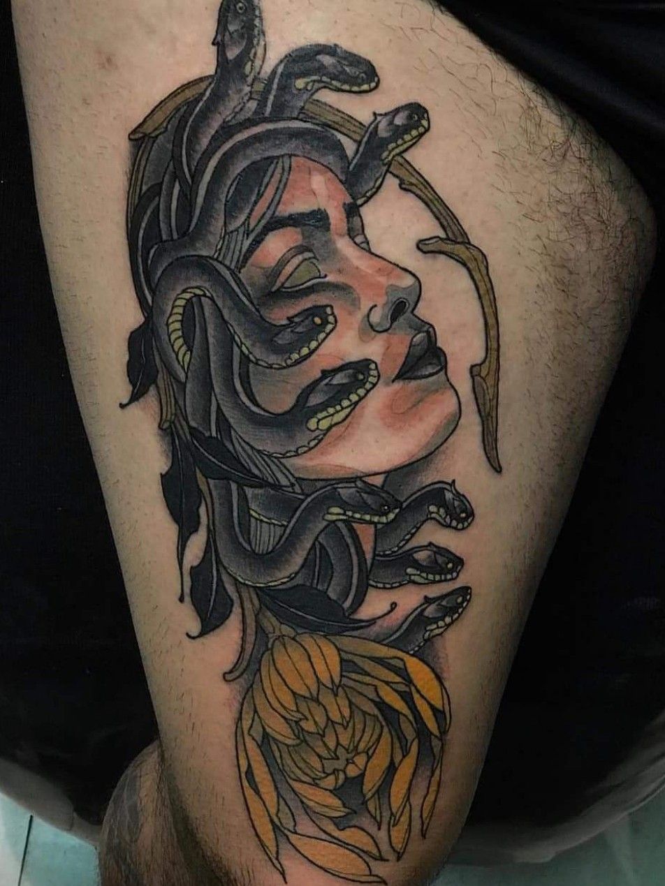 neo traditional medusa tattoo