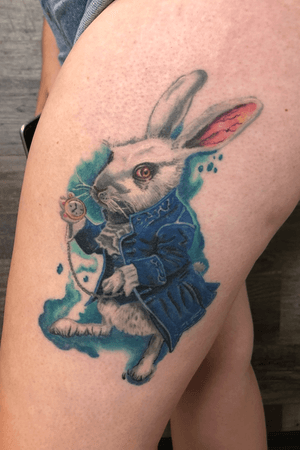Healed shot of the white rabbit tattoo I did a few months back. 