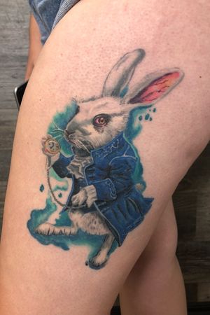 Healed shot of the white rabbit tattoo I did a few months back. 