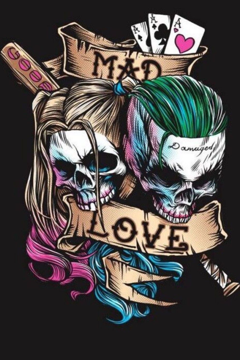 Joker and harley quinn tattoo drawings
