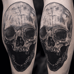 classic skull!! 💀@green_pearl_tattoo #melfortat #braunschweigtattoo #greenpearltattoo #kwadroncartridges #inkjecta #silverbackink #ink #inkstagram #hannover #braunschweig #blackandgreyrealism #skull #skulltattoo 