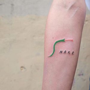 Tattoo by Victor Zabuga #VictorZabuga #ignorantstyletattoos #ignorantstyletattoo #ignorantstyle #ignoranttattoo #ignorant #minimal #snake #font #quote #text #simple #small #color