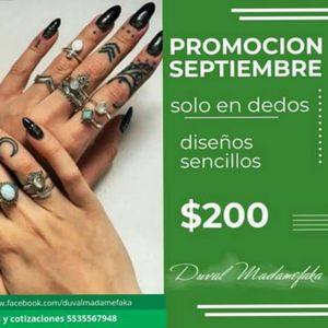 Promoción mes de septiembre sólo en dedos diseños sencillos citas http://www.facebook.com/duvalmadamefaka  citas y cotizaciones 5535567948