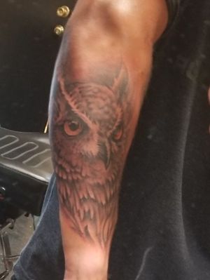 Owl tattoo on forearm 