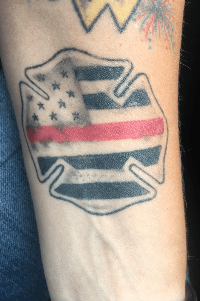 Tattoo uploaded by Chuck  American flag thin blue line inner arm  Tattoodo