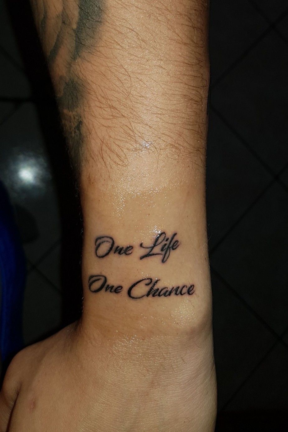 Tattoo uploaded by Diego Bellini • One life, one chance #letteringtattoo  #Black #words • Tattoodo