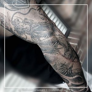 • 𝖉𝖗𝖆𝖌𝖔𝖓 •Sleeve work in progress on Dane•@corneliusink Mobile Tattoo Studio, Sydney Australiafor bookings:text 0401 804 307 corneliusinksydney@gmail.com