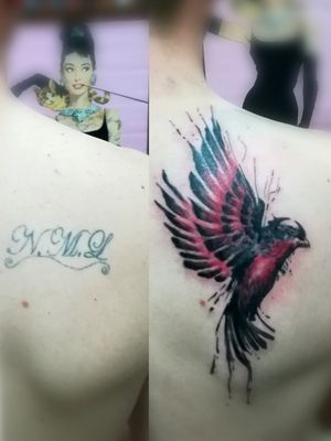 Cover up made by K #tattoo #ink #tatttoos #worldfamousink #eikondevice #greenmonster #tattooaddictsouthafrica #gunwax #thelightningstation #tam #tattoodo #inkbe #coveruptattoo #bird #sparrowtattoo 