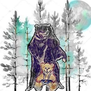This is something similar to what I want done on my forearm. The teddy bear looks like one that I had as a child and the real bear is the shadow that the innocence of childhood grows into. When I get it, I'll post how it turns out