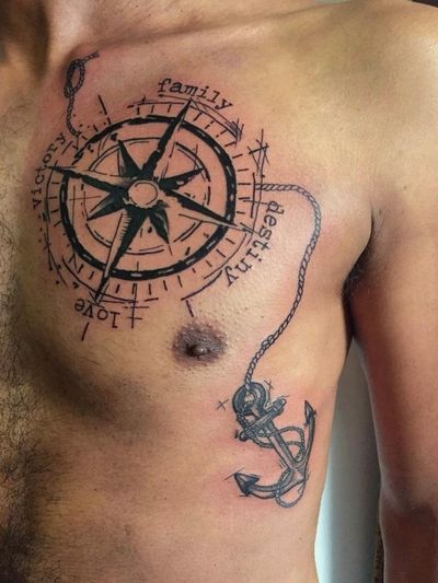 compass and anchor tattoo