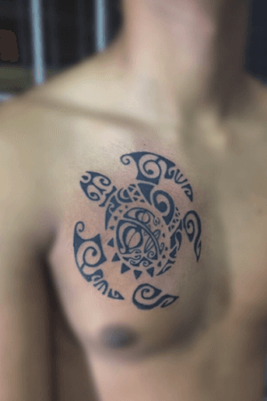 Tatuagem de tartaruga tribal, com o elementos da natureza dentro. #tribal #tribaltattoo #maori #maoritattoo #polinesiantattoo #samoan #tatau 
