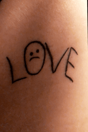 Lil Peep inspired tattoo. #lilpeep #love #sad #black #smiley #smileyface #rip #resteasy #gustavahr #gus #gbc #gothboiclique #schriftzug #writing #written #lettering #letter #letters #crybaby #waserwartestdudir #kate #katekimberly 