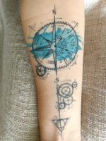 #compass #compasstattoo #clock #clocktattoo #hp #hptattoo #deathlyhallows #gears #graphic #watercolor #fineline 