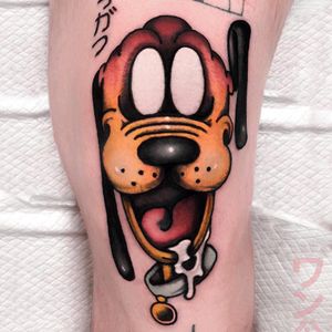 Tattoo by Andrea Raudino #AndreaRaudino #Disneytattoo #Disney #cartoon #animation #Goofy #newschool #Pluto #dog