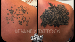 Pretty rose cover up :) @devaneytattoos #rosetattoo #coveruptattoo #tattoocoverup #tattooartist #tattooart #inked 