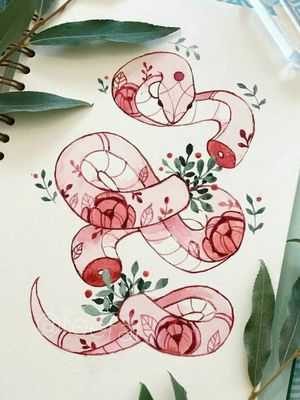 #snake #floral #colortattoo 