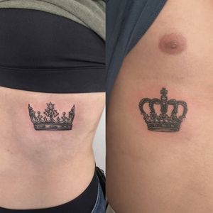 Queen and King crowns, tattoos I did few days ago. Booking on my whatsapp +522223605806 and DM ✌🏻🤓#crown #crowntattoo #tattoo #tatuaje #corona #queen #king #couple #coupletattoo #pareja #tatuajepareja #costillas #blackwork #ink #inked #madeinmexico #hechoenmexico #tatuadoresmexicanos #mexico #mexican #Puebla #HybridoKymera @tattoodo 