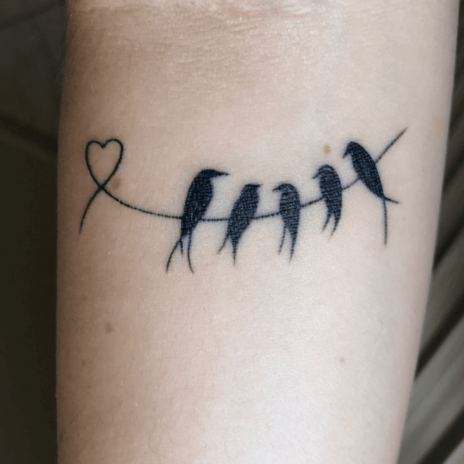 birds on a wire tattoo
