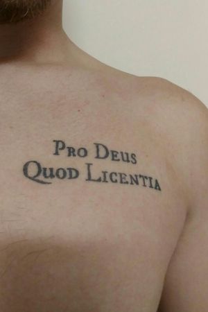 It means "For God and Liberty" in #Latin #pirate #old #liberty #God #chesttattoo #firstattoo 