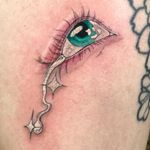 Tattoo by Will Sheldon #WillSheldon #favoritetattoos #favorite #illustrative #eye #eyetattoo #tear #sparkle #stars #crying #sadgirl
