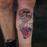 Tattoo by Andrei Vintikov #AndreiVintikov #wishparis #favoritetattoos #favorite #Japanese #portrait #huntersthompson #fearandloathing #fearandloathinginlasvegas #lantern #fire #yokai