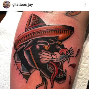 #party #partyhat #traditionaltattoo #traditionaltattoos #traditionalamericantats #pantherhead #panthertattoo #panther