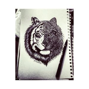 #Zentangle #tiger #mydrawing #design #tattoo #blackAndWhite #pen #wild #surealism #AbstractTattoos #love