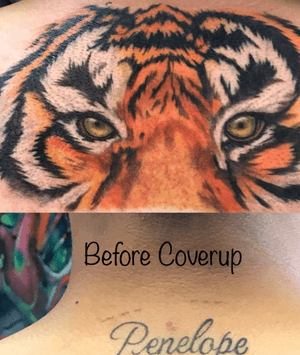 Coverup 6.5 hrs one session Lol I did the name Also and coverd my own tattoo.