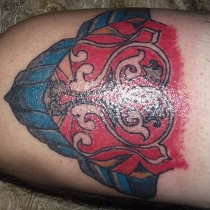 Almost finished above knee tattoo. #triditional.  Work in progress