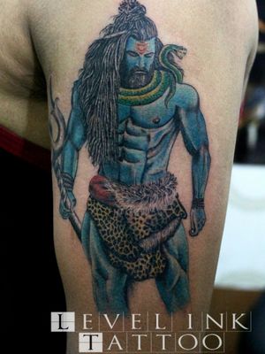 Colour full lord Shiva tattoo done by Billu tattooist at level ink tattoos