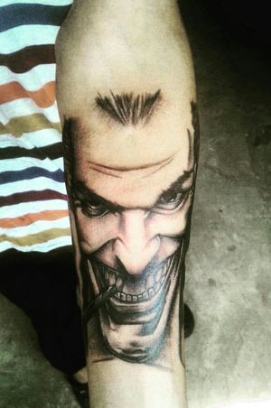 This is Joker #blackAndWhite #tattooblackandgrey #tattooportrait #joker #jokertattoo 