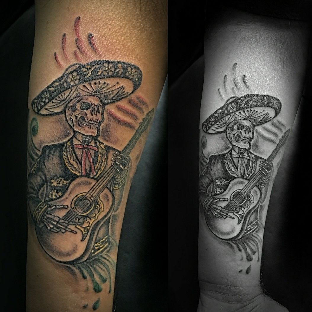 Grim Reaper American Traditional Mariachi Tattoo  TATTOOGOTO