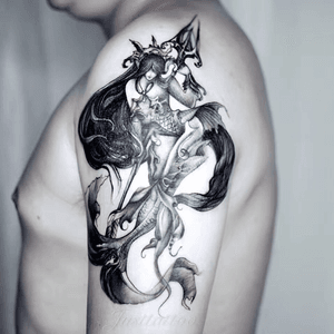 Tattoo by Momo tattooist. Wechat：Justtattoo02 Guangzhou Tattoo - #Justtattoo #GuangzhouTattoo #OriginalTattoo #TattooManuscript #TattooDesign #TattooFemaleTattooist #blackandgray #blackandgraytattoo #athena #athenatattoo #goddess 