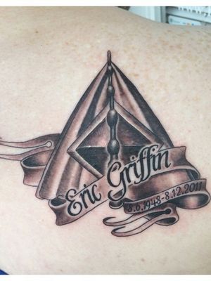 Tattoo uploaded by Emily • Harry Potter's Deathly Hallows with my dads name, birth date and death date. Artist is Dimas Reyes in Sarasota, Florida at kingdom studio. • Tattoodo Tattoo uploaded by Emily • Harry Potter's Deathly Hallows with my dads name, birth date and death date. Artist is Dimas Reyes in Sarasota, Florida at kingdom studio. • Tattoodo