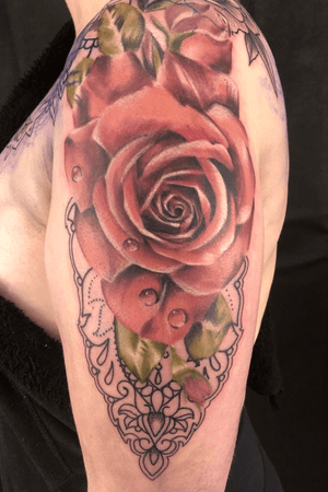 Realistic rose with mandala 