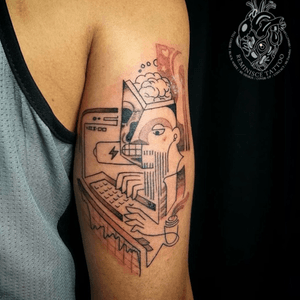 Officer👨🏽‍💻 #cubism #routine #office #Tattoo #Reminisce #Reminiscetattoo #bangkok #Thailand #customtattoo 