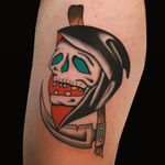 Tattoo by Alex Zampirri #AlexZampirri #AZamp #reapertattoo #reaper #grimreaper #skeleton #skull #death #color #traditional #scythe