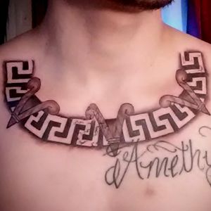 Aztec collar more to come Finally done my 100th tattoo reach me on Instagram (playboysatx) or 2108998050 or FB (rene patino)