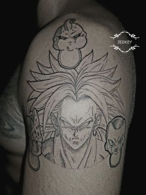 The Vilains // design by @jeekey_tattoo#artiste #tatt #tattoo #ink #inked #art #dessin #drawing #tattooartist #artwork #jeekey #paris #artist #dragonballz #dragonball #goku #cell #buu #kidbuu #sketches #vegeta #goku #anime #manga #blackwork #dotworktattoo #taot #babybadjee