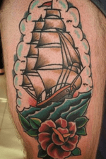 Ship tattoo #classictattoos #ship #color 