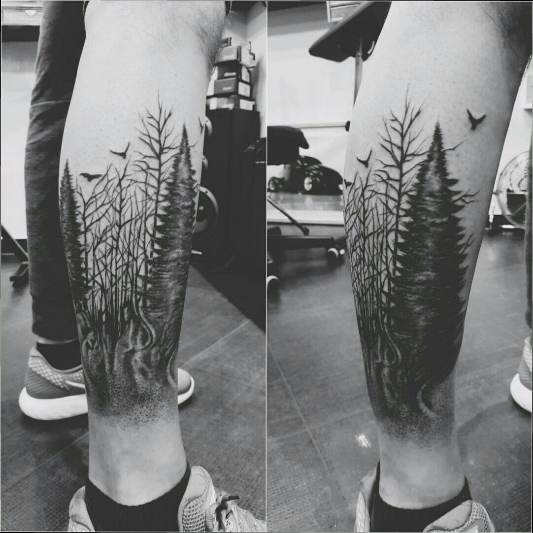 Forest leg sleeve  Leg tattoos Leg sleeve tattoo Best leg tattoos